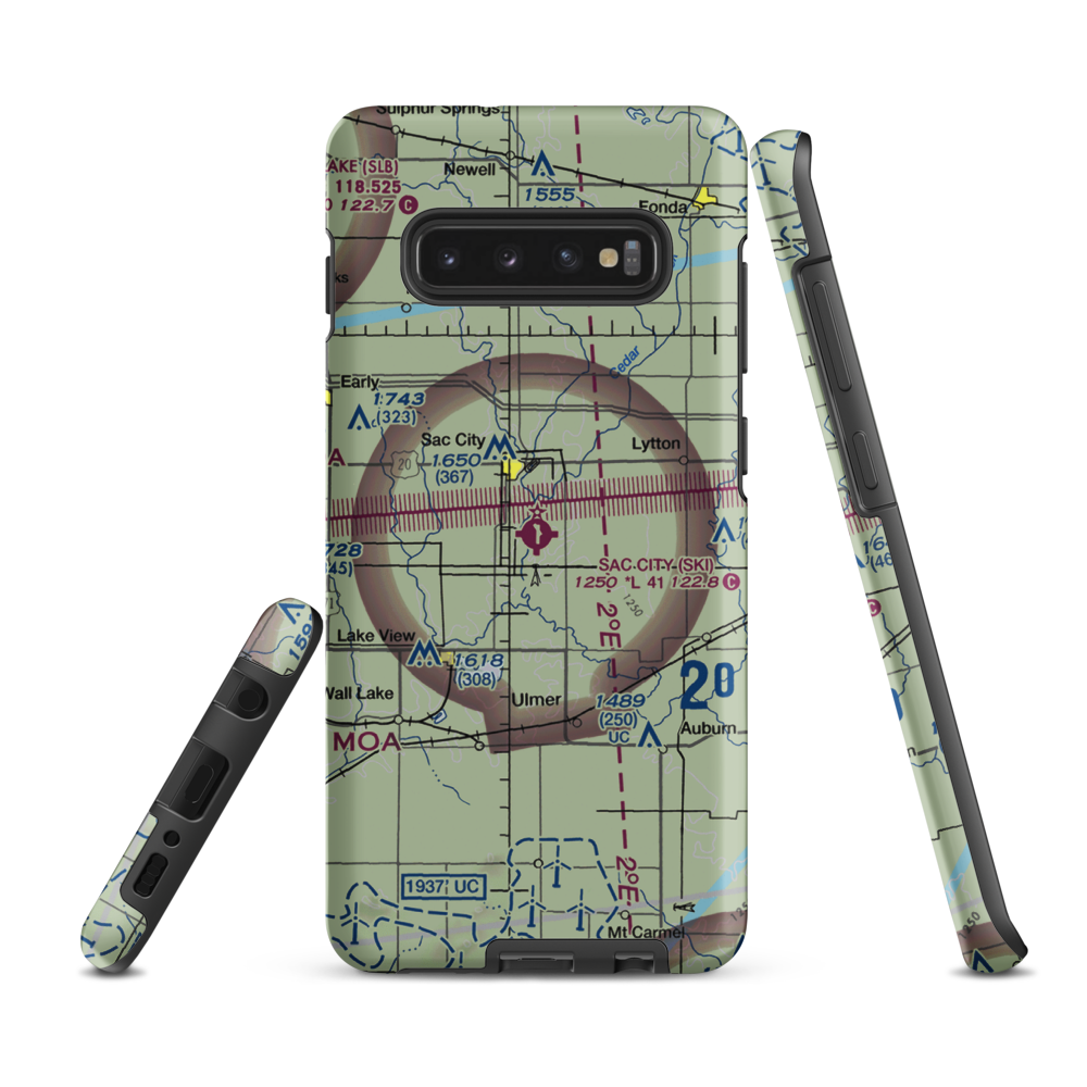 Sac City Municipal Airport (SKI) VFR Sectional Samsung Phone Case Samsung Galaxy S10 Plus model shown