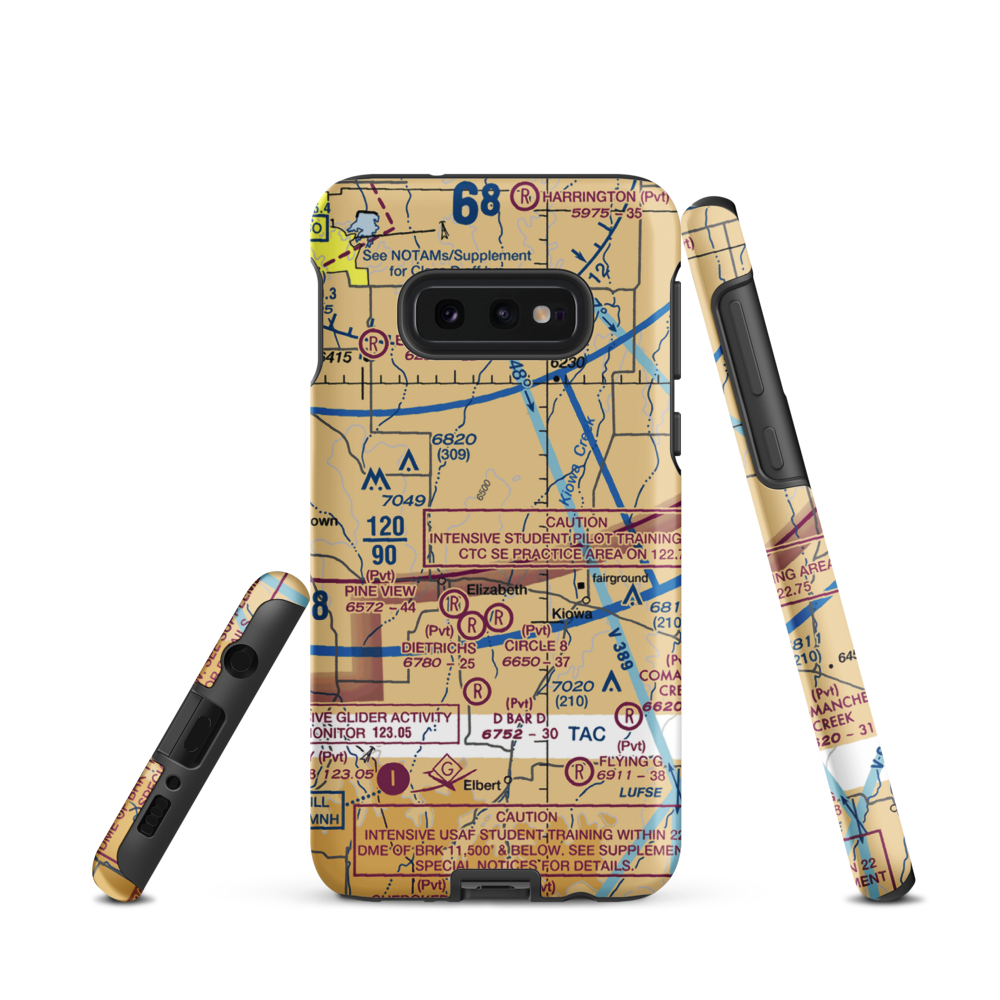 Safer Airport (2CD6) VFR Sectional Samsung Phone Case Samsung Galaxy S10e model shown