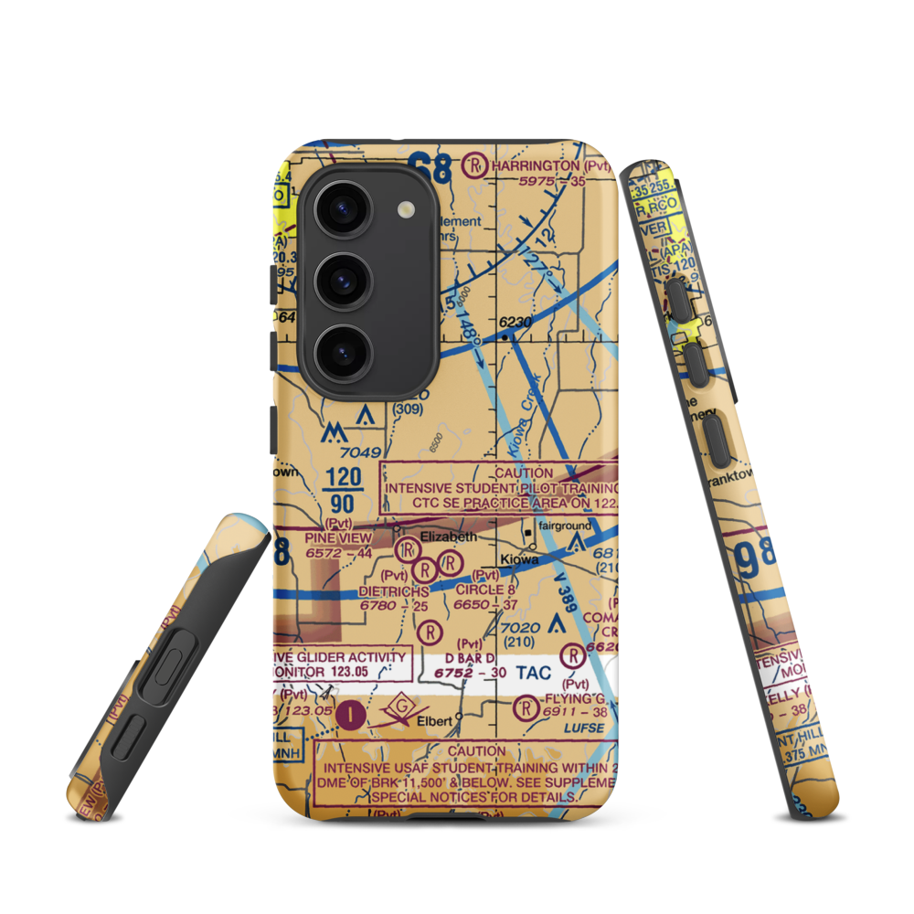 Safer Airport (2CD6) VFR Sectional Samsung Phone Case Samsung Galaxy S23 model shown