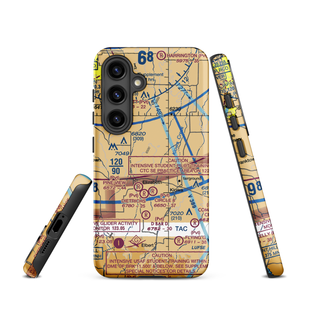 Safer Airport (2CD6) VFR Sectional Samsung Phone Case Samsung Galaxy S24 model shown