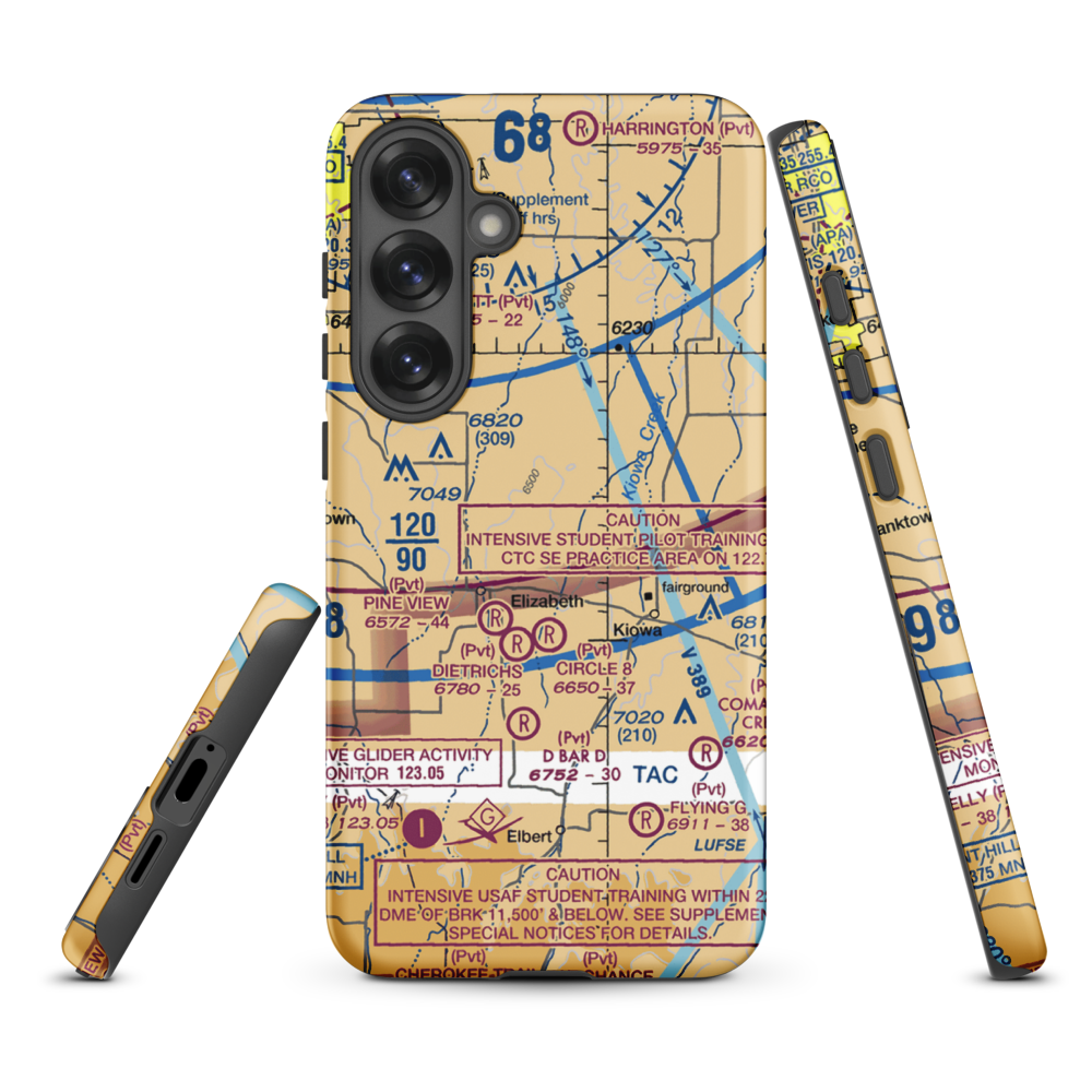 Safer Airport (2CD6) VFR Sectional Samsung Phone Case Samsung Galaxy S25 Plus model shown