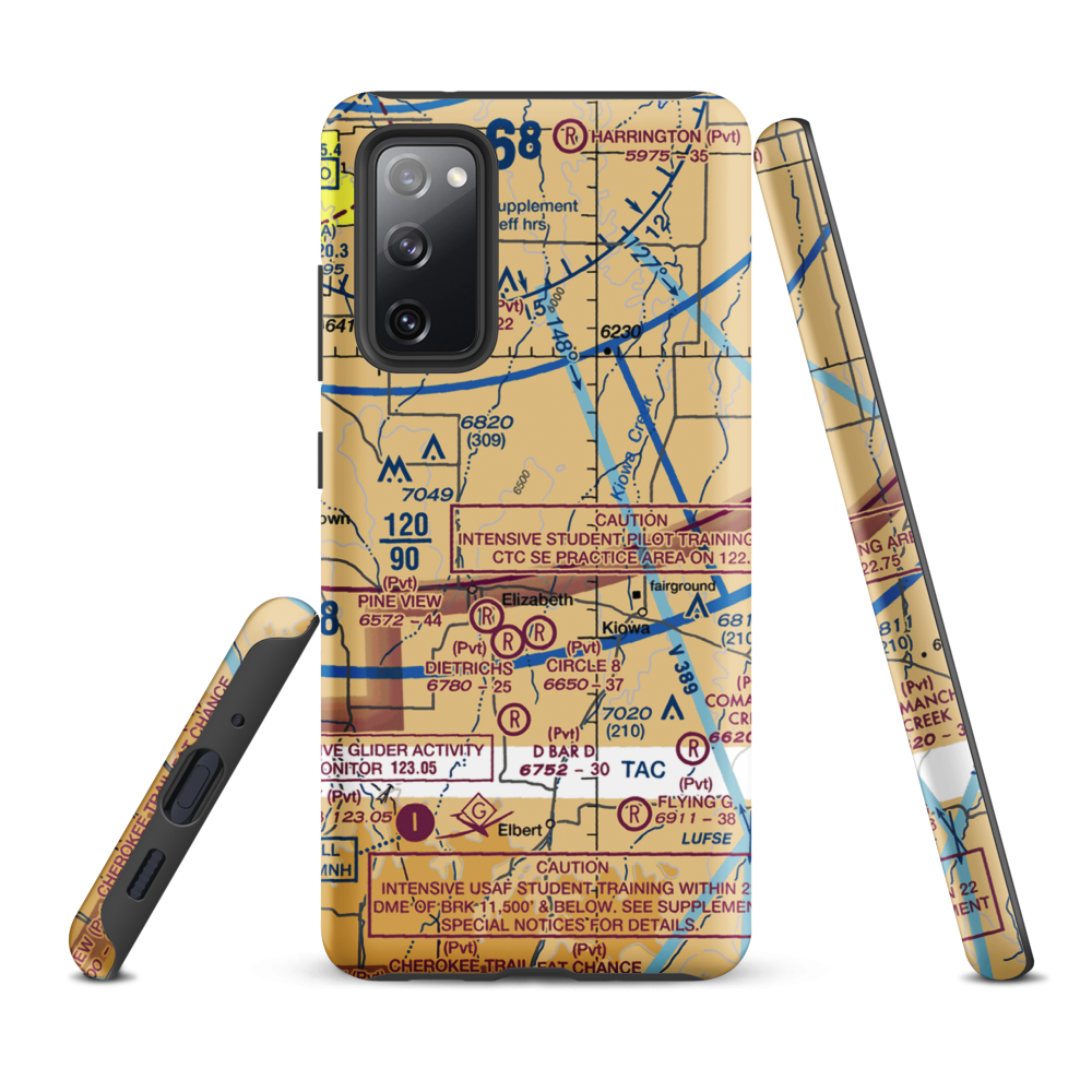 Safer Airport (2CD6) VFR Sectional Samsung Phone Case Samsung Galaxy S20 FE model shown