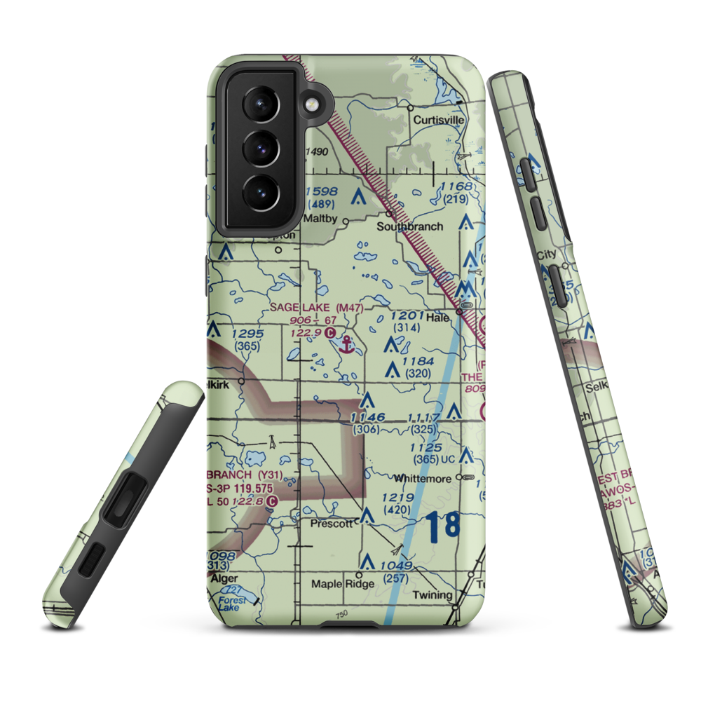 Sage Lake Seaplane Base (M47) VFR Sectional Samsung Phone Case Samsung Galaxy S21 Plus model shown