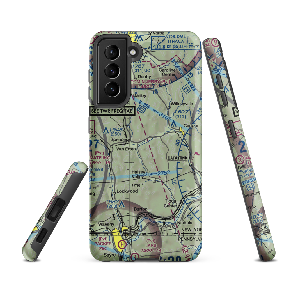 Saikkonen Airport (11NY) VFR Sectional Samsung Phone Case Samsung Galaxy S21 FE model shown