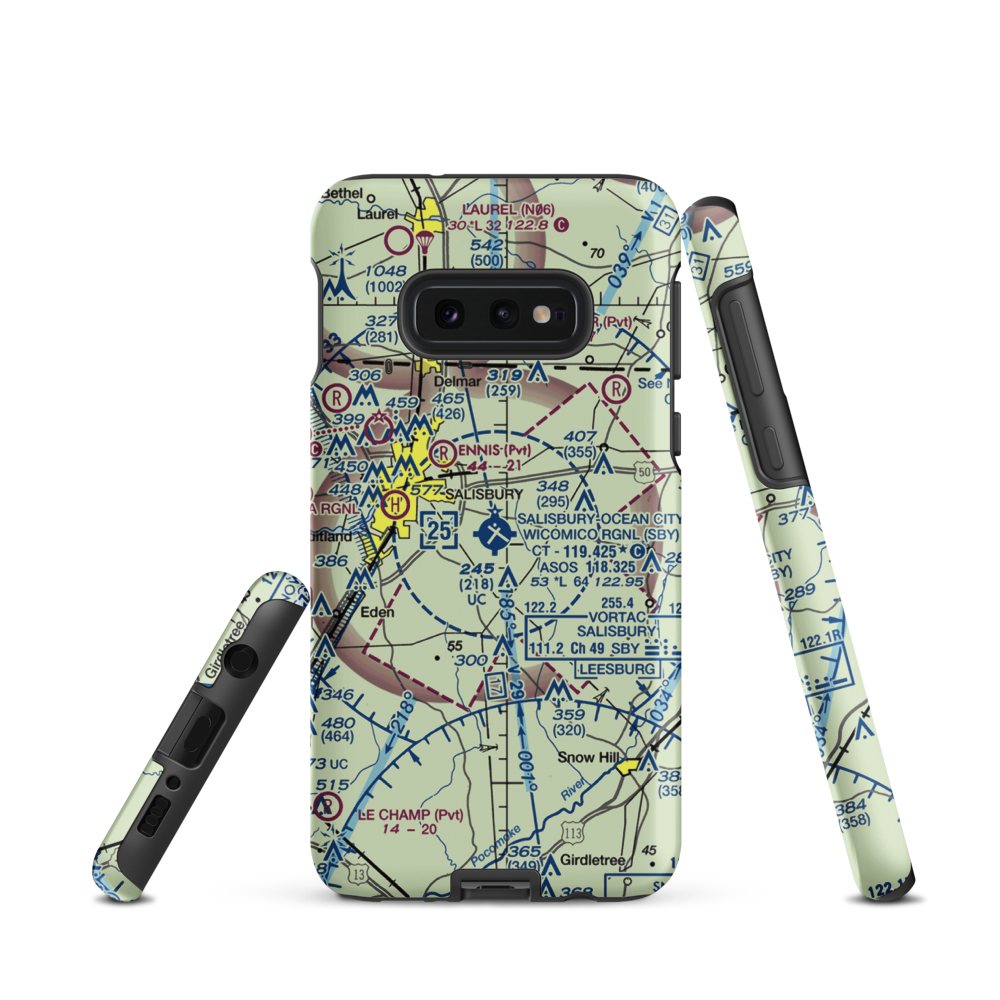 Salisbury Ocean City Wicomico Regional Airport (SBY) VFR Sectional Samsung Phone Case Samsung Galaxy S10 Plus model shown