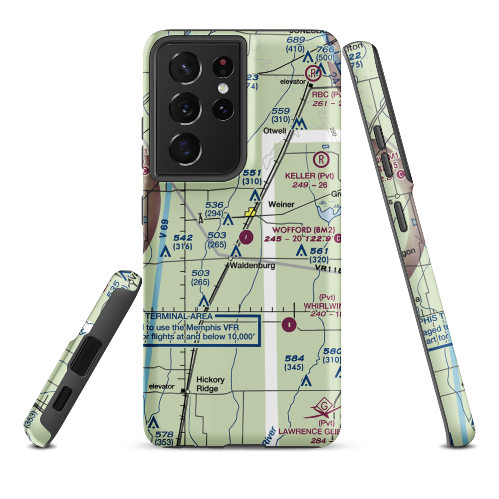 Sally Wofford Airport (8M2) VFR Sectional Samsung Phone Case Samsung Galaxy S21 Plus model shown