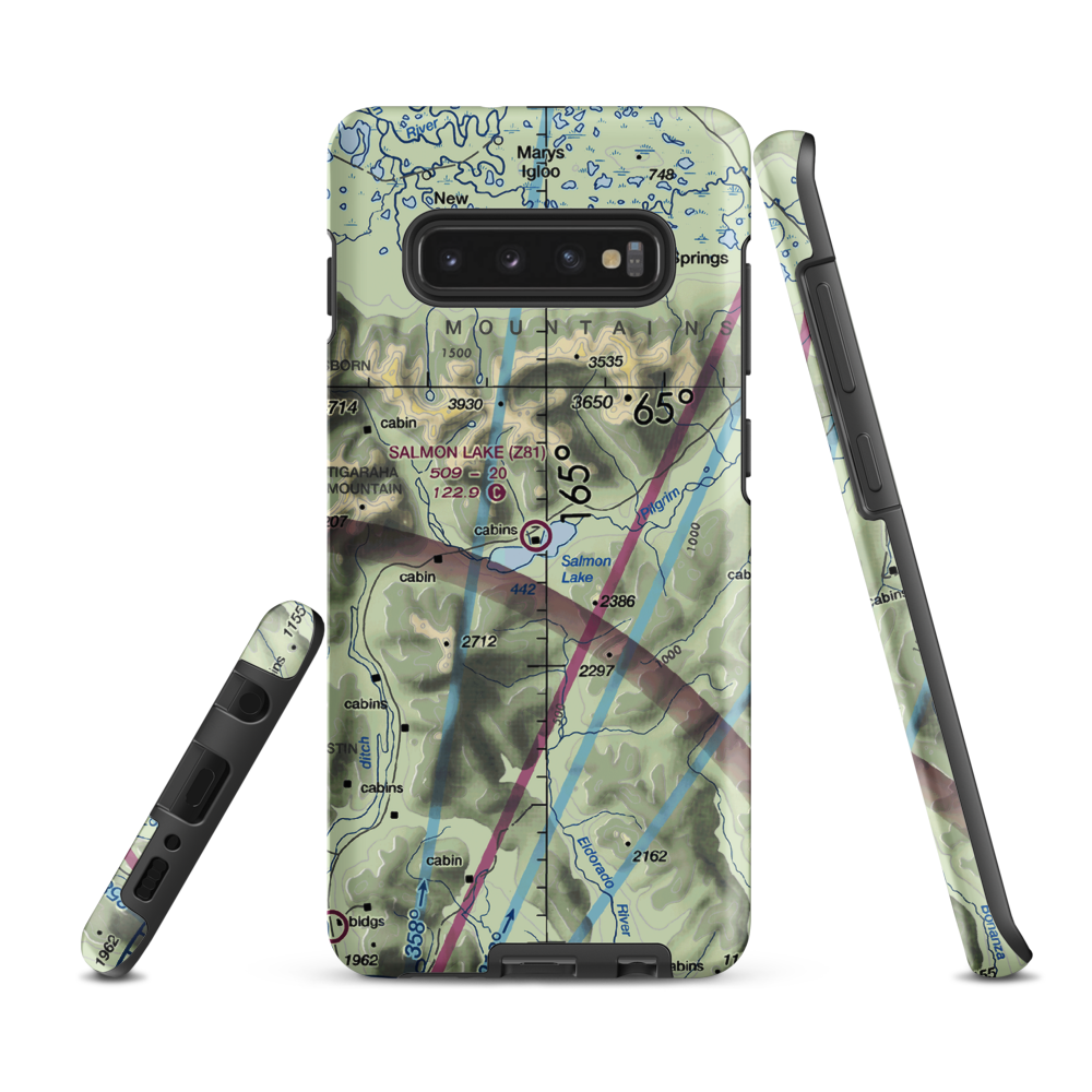 Salmon Lake Airport (Z81) VFR Sectional Samsung Phone Case Samsung Galaxy S10 Plus model shown