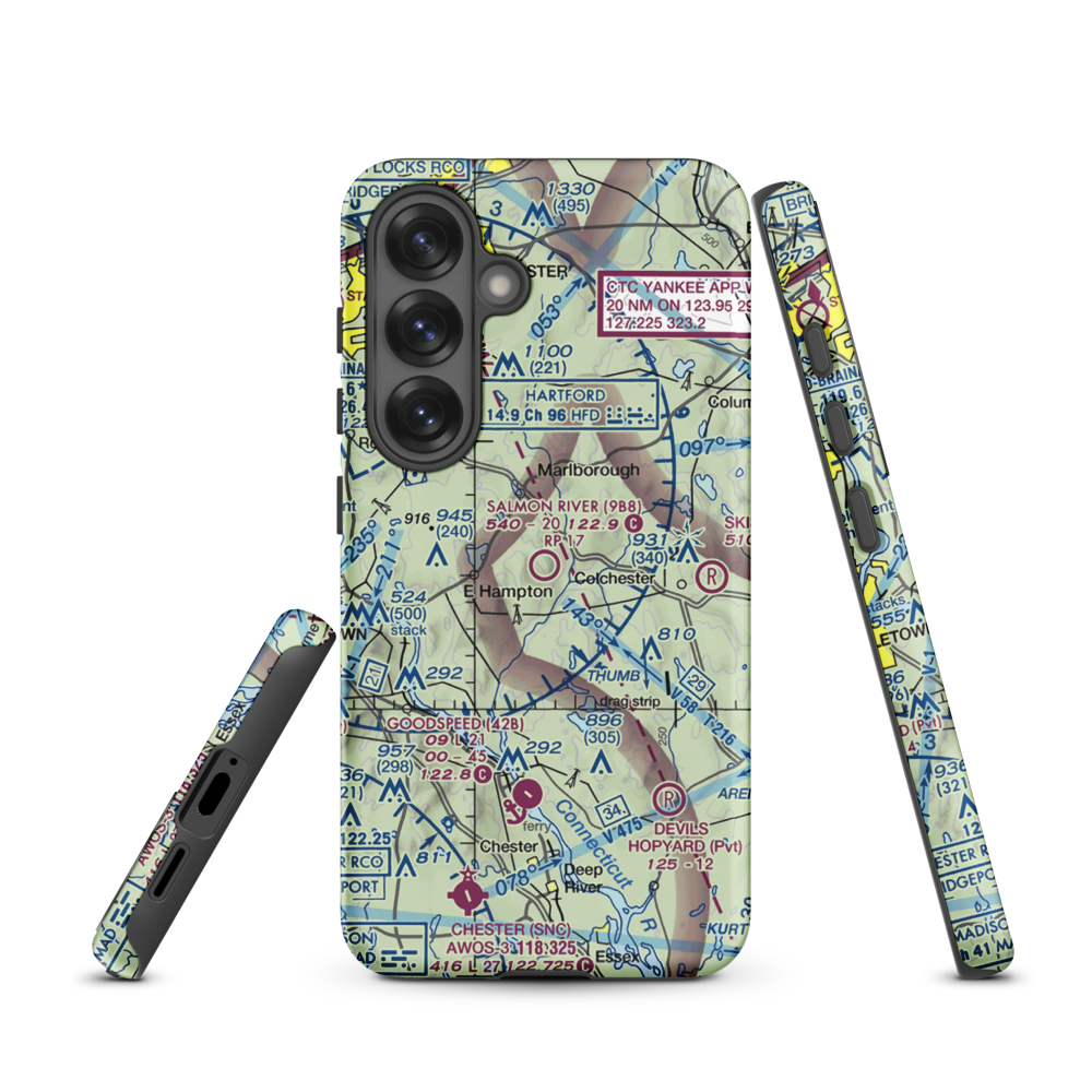 Salmon River Airfield (9B8) VFR Sectional Samsung Phone Case Samsung Galaxy S25 model shown