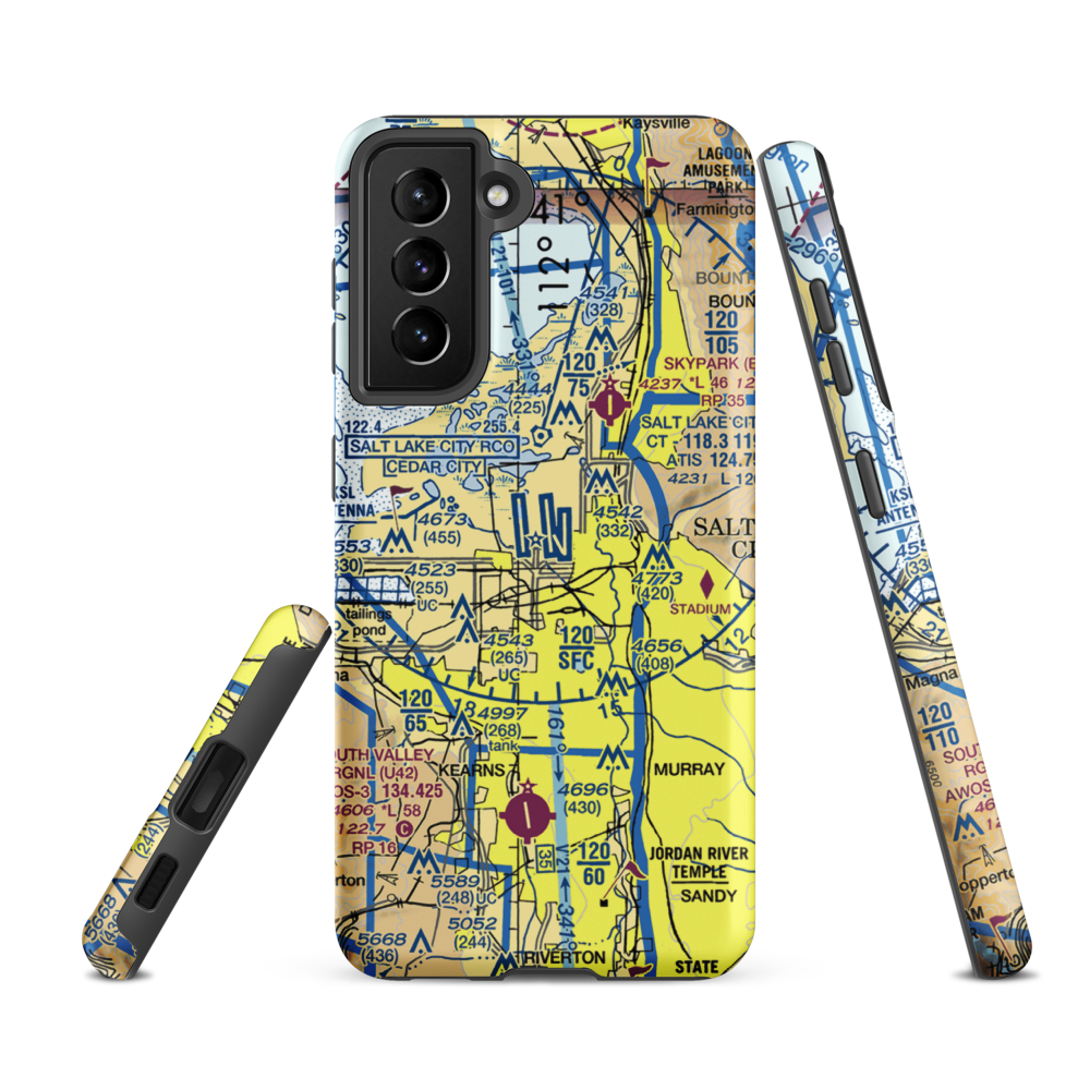 Salt Lake City International Airport (SLC) VFR Sectional Samsung Phone Case Samsung Galaxy S21 FE model shown