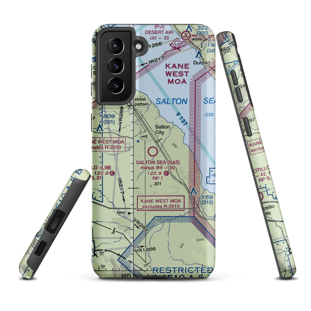 Salton Sea Airport (SAS) VFR Sectional Samsung Phone Case Samsung Galaxy S21 Plus model shown