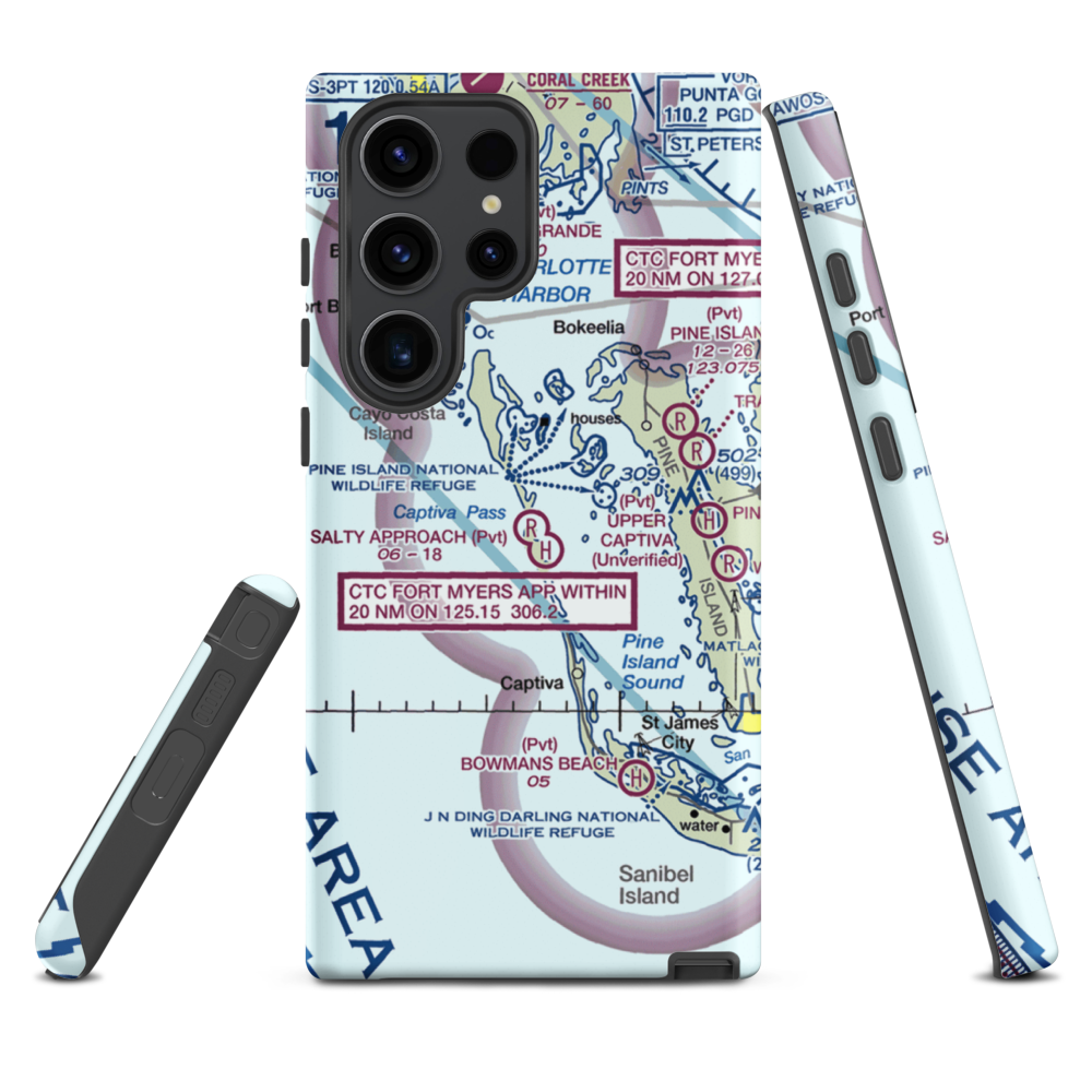 Salty Approach Airport (FL90) VFR Sectional Samsung Phone Case Samsung Galaxy S23 Ultra model shown