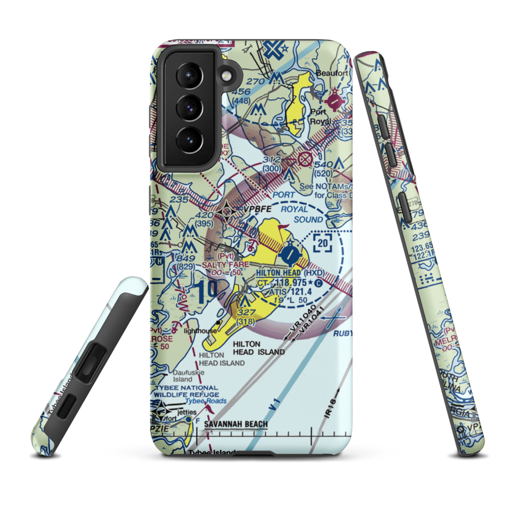 Salty Fare Landng Seaplane Base (2SC4) VFR Sectional Samsung Phone Case Samsung Galaxy S21 FE model shown