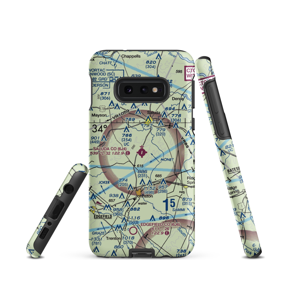 Saluda County Airport (6J4) VFR Sectional Samsung Phone Case Samsung Galaxy S10e model shown