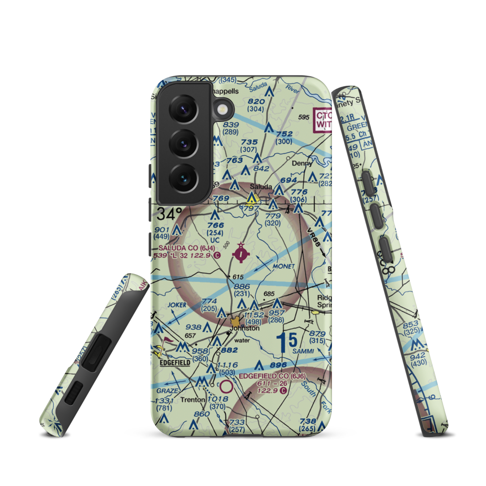 Saluda County Airport (6J4) VFR Sectional Samsung Phone Case Samsung Galaxy S22 model shown