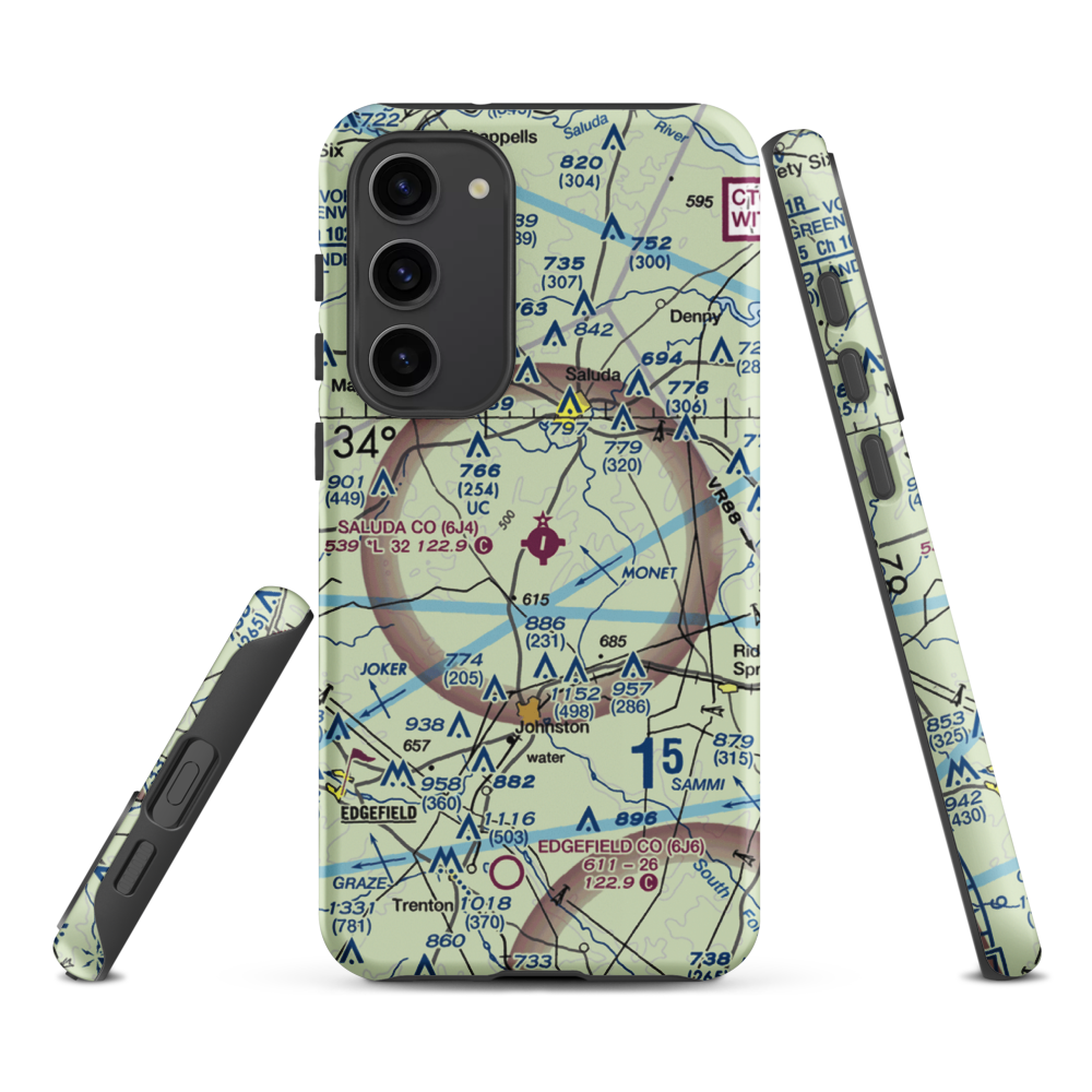 Saluda County Airport (6J4) VFR Sectional Samsung Phone Case Samsung Galaxy S23 Plus model shown