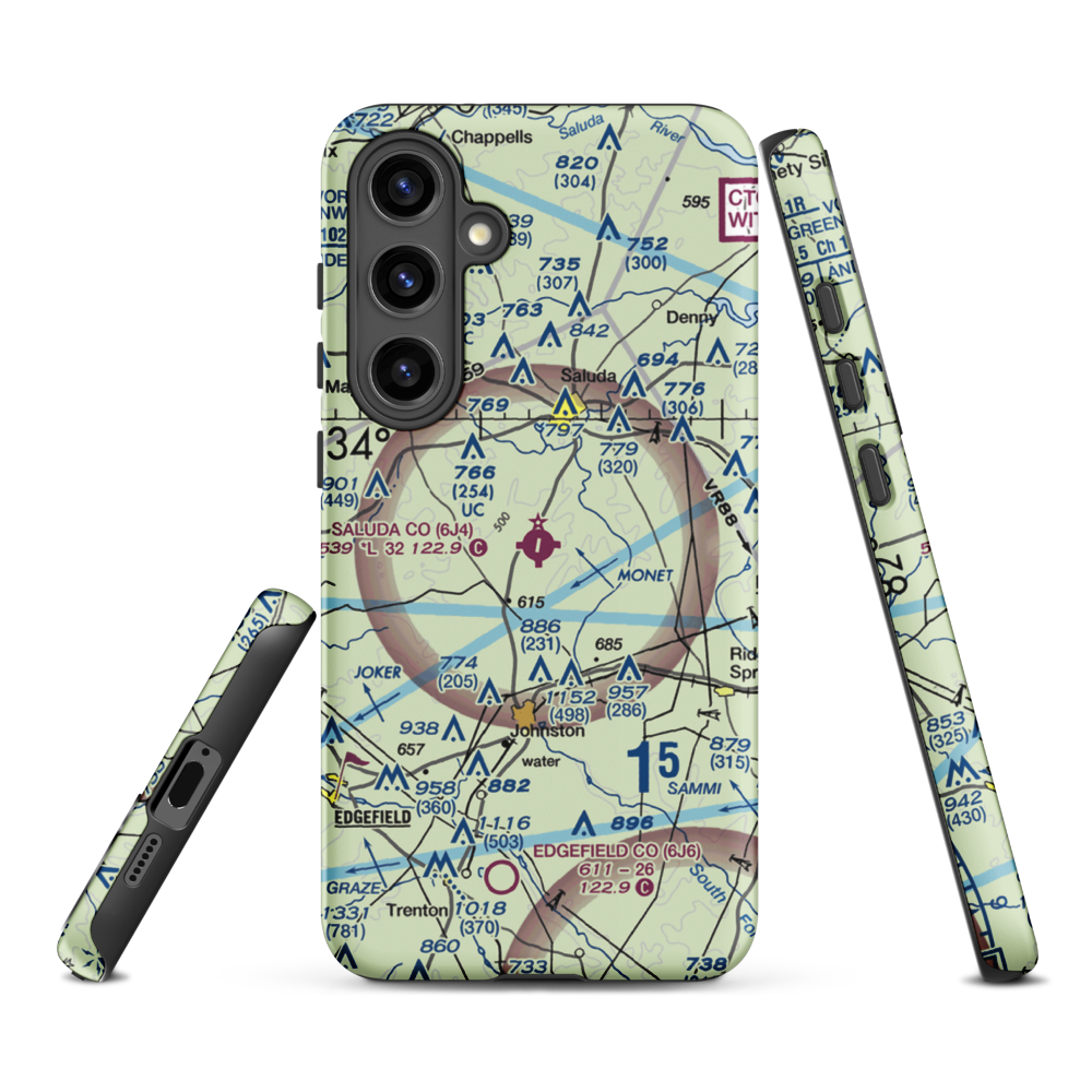 Saluda County Airport (6J4) VFR Sectional Samsung Phone Case Samsung Galaxy S24 Plus model shown