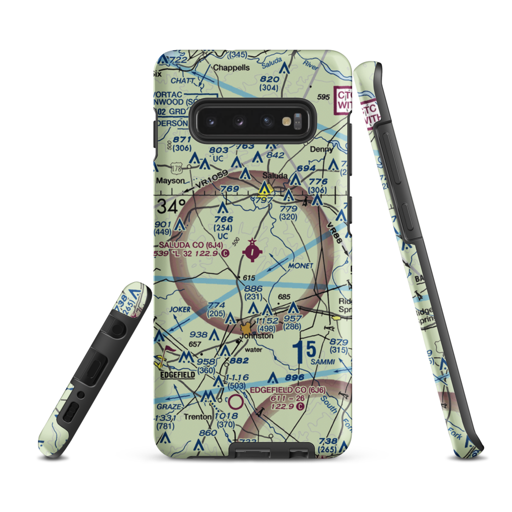 Saluda County Airport (6J4) VFR Sectional Samsung Phone Case Samsung Galaxy S10 Plus model shown