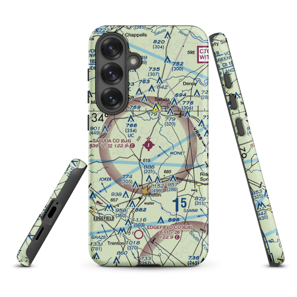 Saluda County Airport (6J4) VFR Sectional Samsung Phone Case Samsung Galaxy S25 Plus model shown