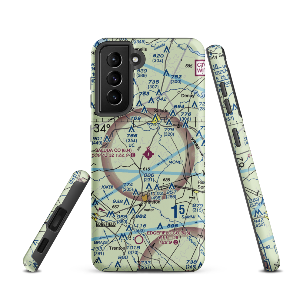Saluda County Airport (6J4) VFR Sectional Samsung Phone Case Samsung Galaxy S21 model shown