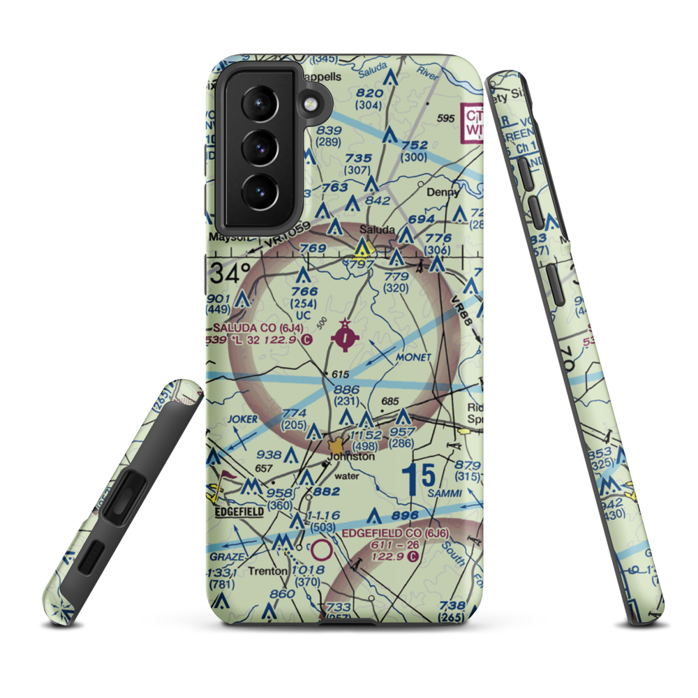 Saluda County Airport (6J4) VFR Sectional Samsung Phone Case Samsung Galaxy S21 Plus model shown