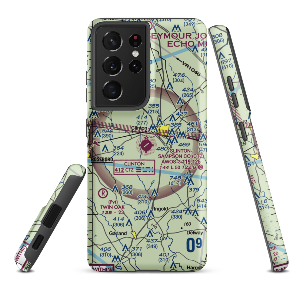 Sampson County Airport (CTZ) VFR Sectional Samsung Phone Case Samsung Galaxy S21 Ultra model shown