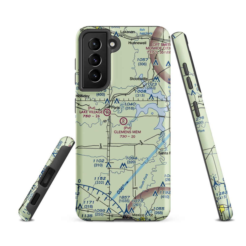 Samuel L. Clemens Memorial Airport (MU00) VFR Sectional Samsung Phone Case Samsung Galaxy S21 FE model shown