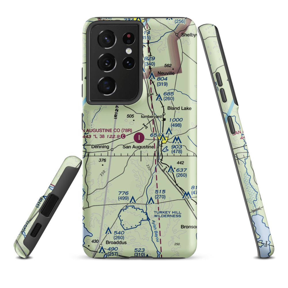 San Augustine County Airport (78R) VFR Sectional Samsung Phone Case Samsung Galaxy S21 Ultra model shown