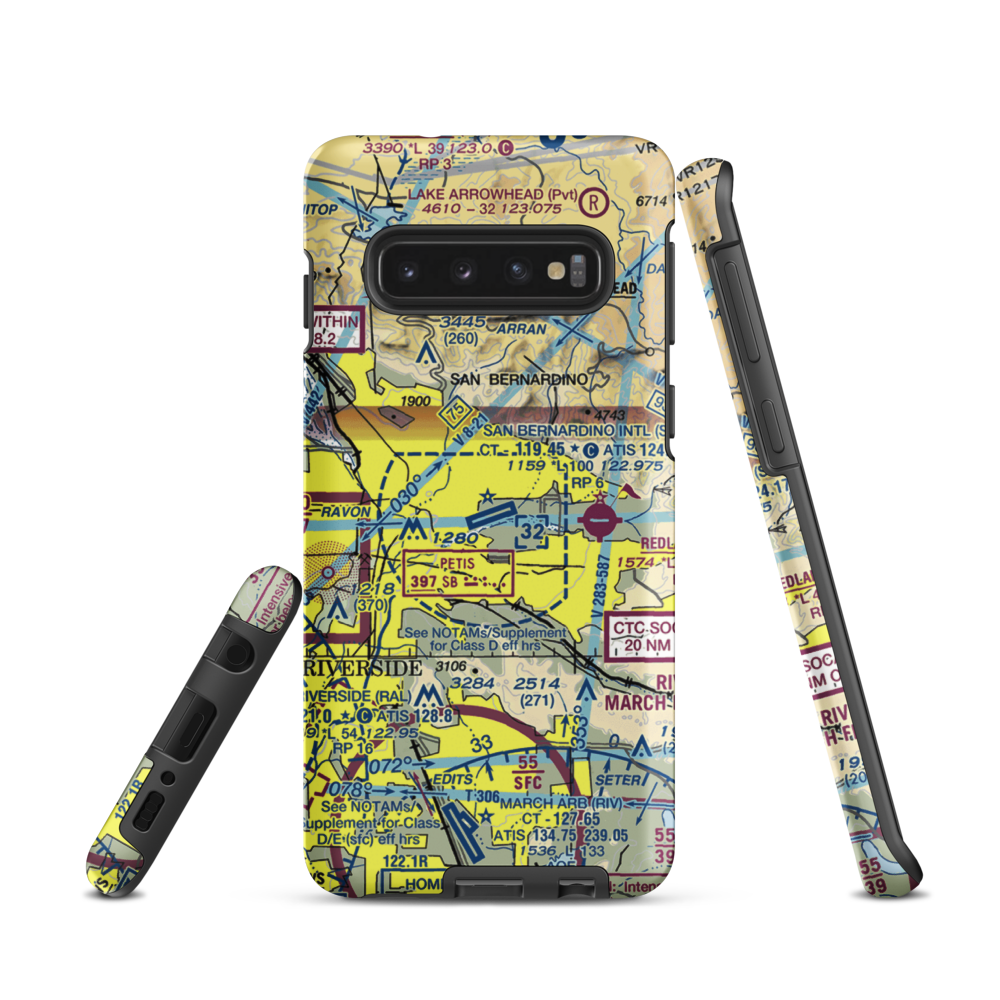 San Bernardino International Airport (SBD) VFR Sectional Samsung Phone Case Samsung Galaxy S10 model shown