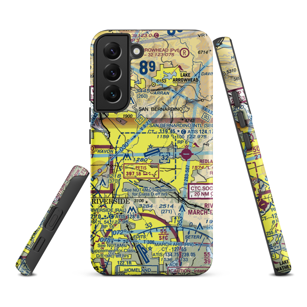 San Bernardino International Airport (SBD) VFR Sectional Samsung Phone Case Samsung Galaxy S22 Plus model shown