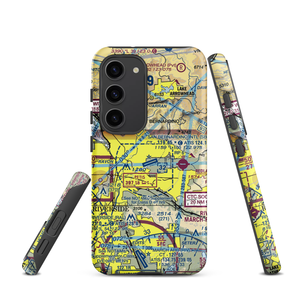 San Bernardino International Airport (SBD) VFR Sectional Samsung Phone Case Samsung Galaxy S23 model shown