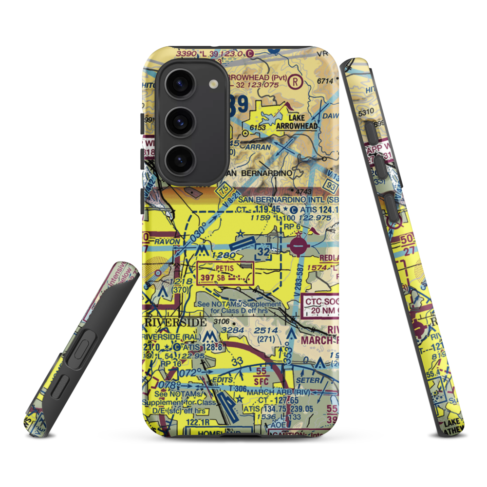 San Bernardino International Airport (SBD) VFR Sectional Samsung Phone Case Samsung Galaxy S23 Plus model shown