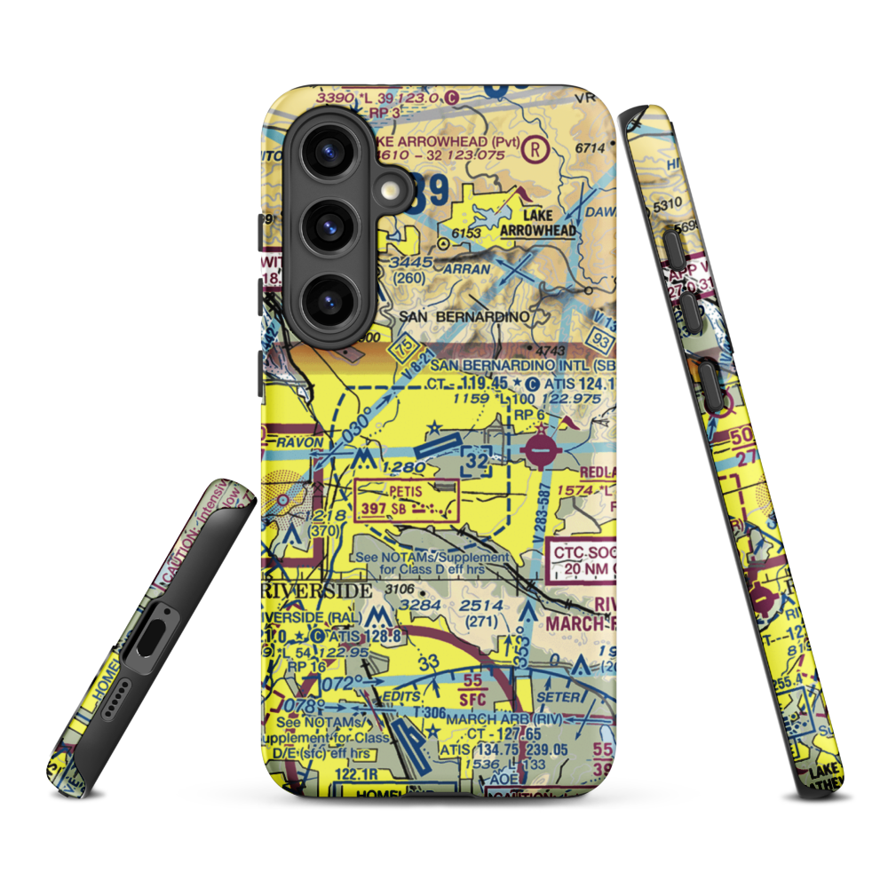 San Bernardino International Airport (SBD) VFR Sectional Samsung Phone Case Samsung Galaxy S24 Plus model shown