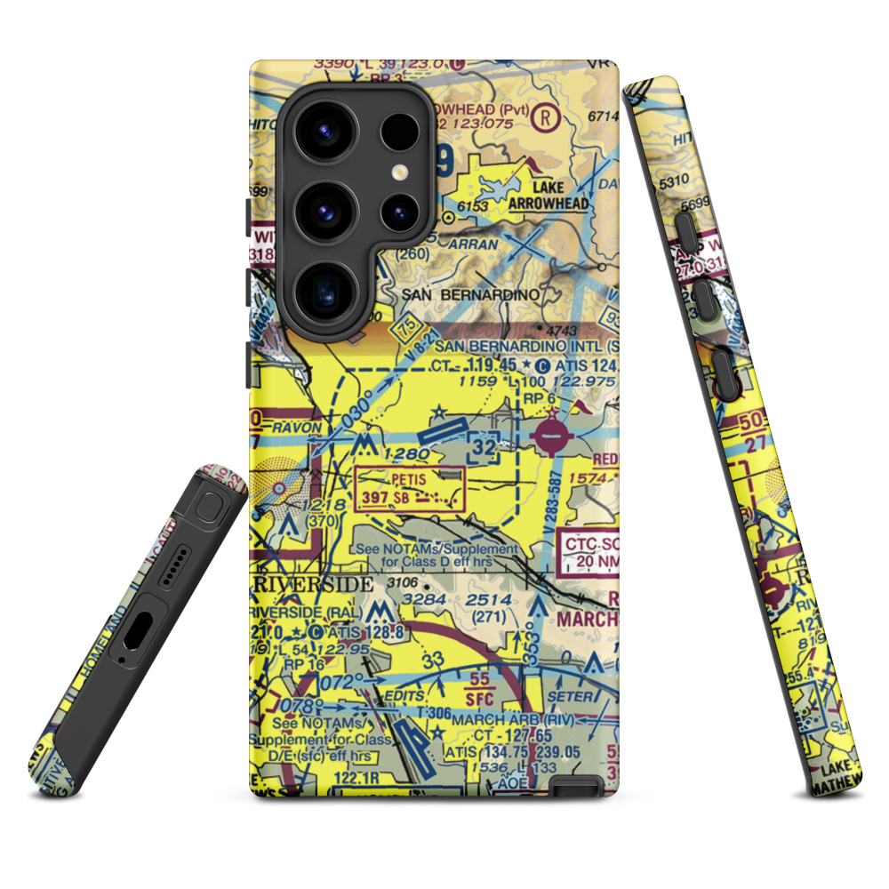 San Bernardino International Airport (SBD) VFR Sectional Samsung Phone Case Samsung Galaxy S24 Ultra model shown