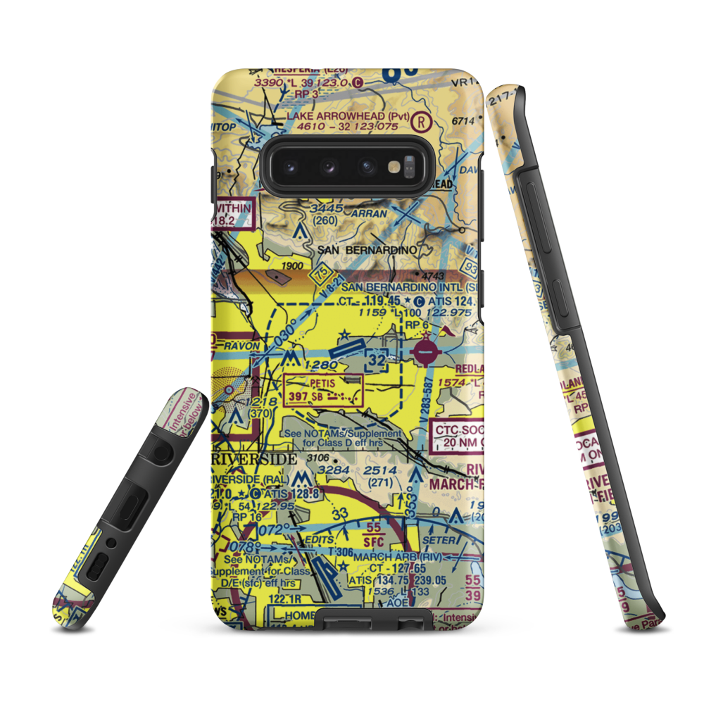 San Bernardino International Airport (SBD) VFR Sectional Samsung Phone Case Samsung Galaxy S10 Plus model shown