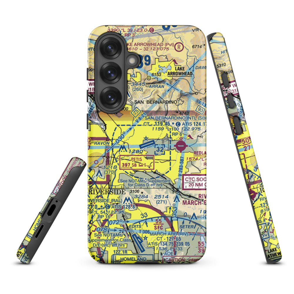 San Bernardino International Airport (SBD) VFR Sectional Samsung Phone Case Samsung Galaxy S25 Plus model shown