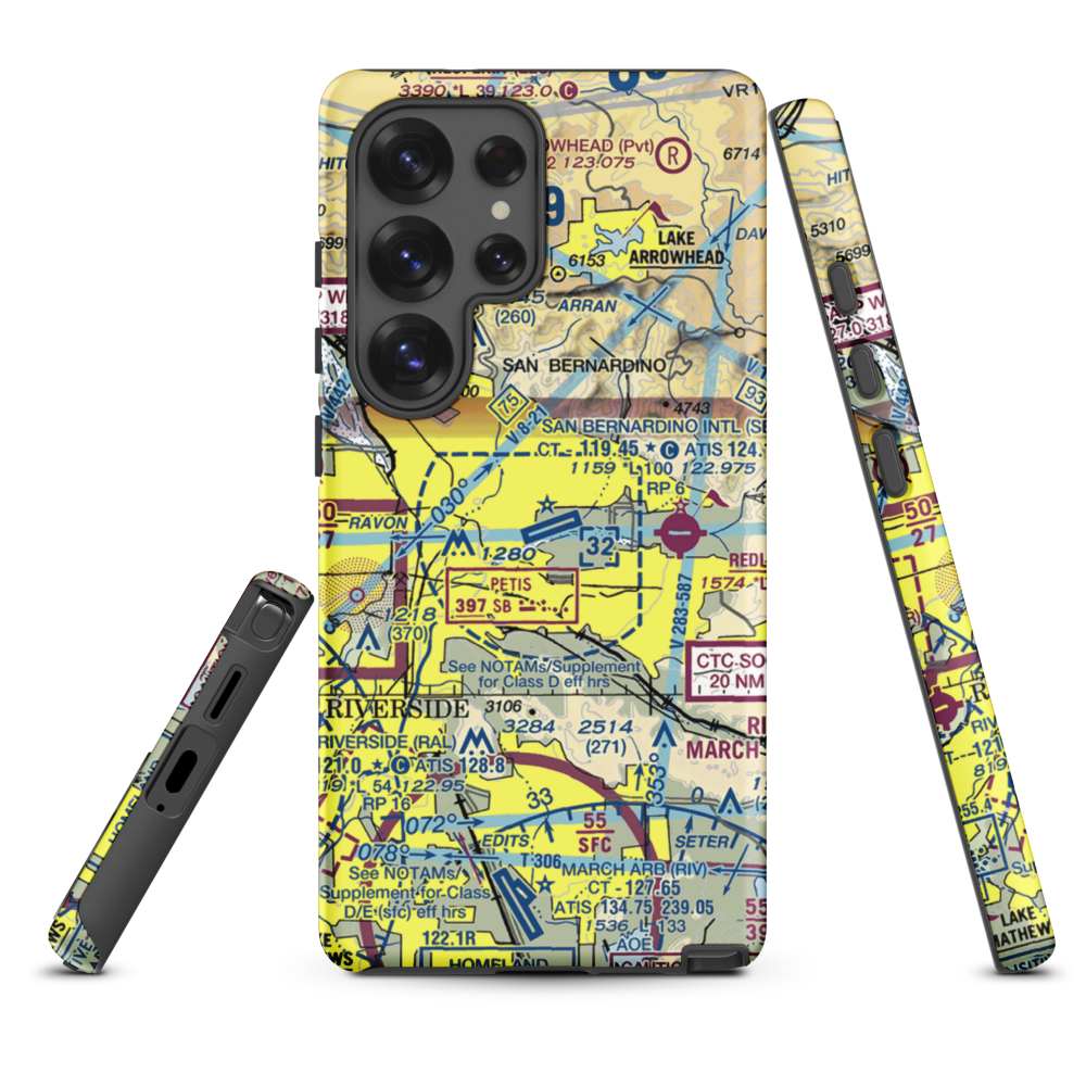 San Bernardino International Airport (SBD) VFR Sectional Samsung Phone Case Samsung Galaxy S25 Ultra model shown