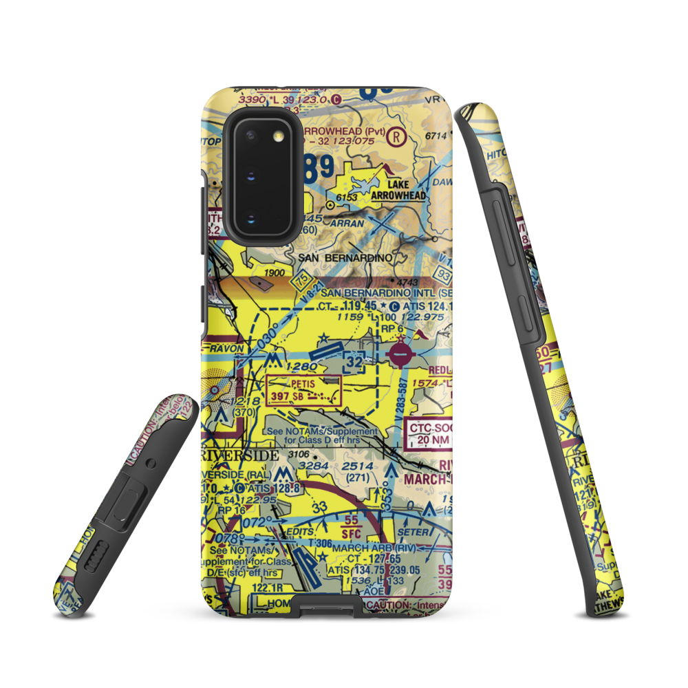 San Bernardino International Airport (SBD) VFR Sectional Samsung Phone Case Samsung Galaxy S20 model shown