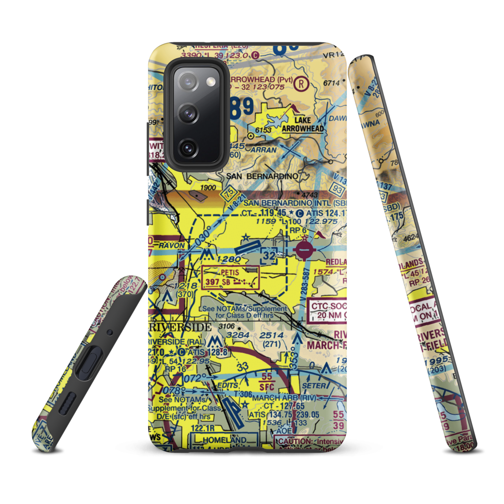 San Bernardino International Airport (SBD) VFR Sectional Samsung Phone Case Samsung Galaxy S20 FE model shown