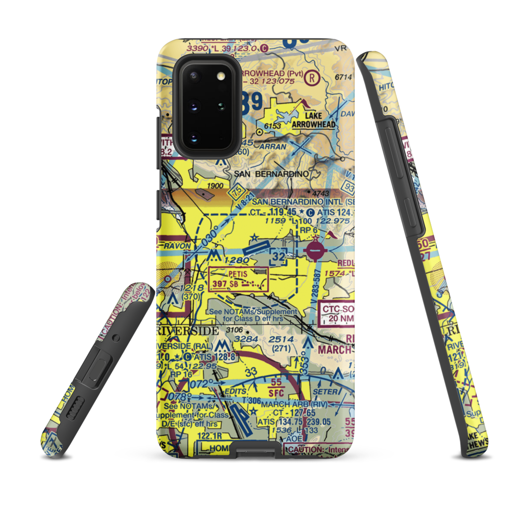San Bernardino International Airport (SBD) VFR Sectional Samsung Phone Case Samsung Galaxy S20 Plus model shown