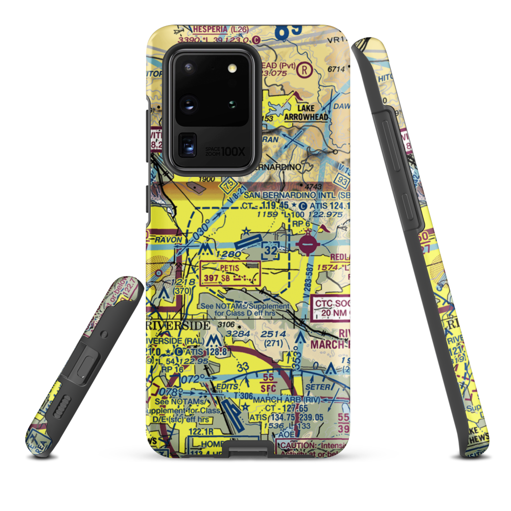 San Bernardino International Airport (SBD) VFR Sectional Samsung Phone Case Samsung Galaxy S20 Ultra model shown