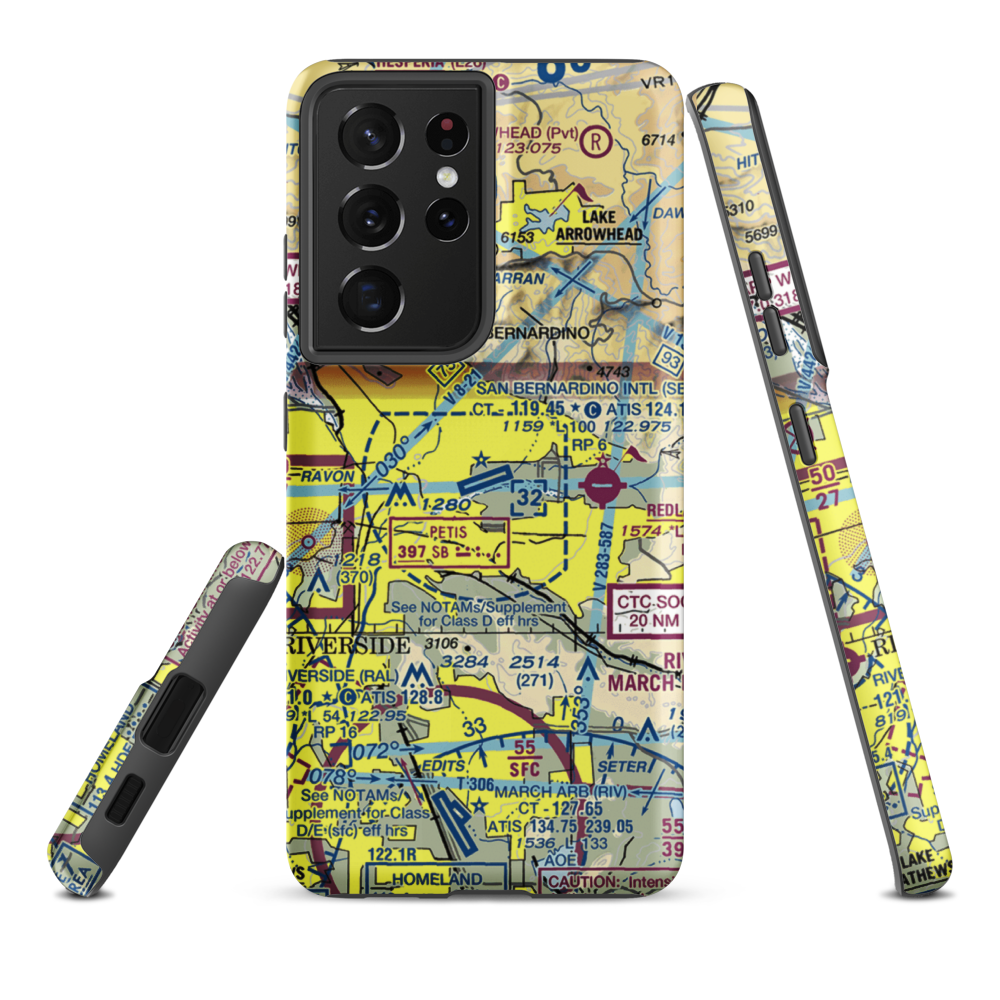 San Bernardino International Airport (SBD) VFR Sectional Samsung Phone Case Samsung Galaxy S21 Ultra model shown