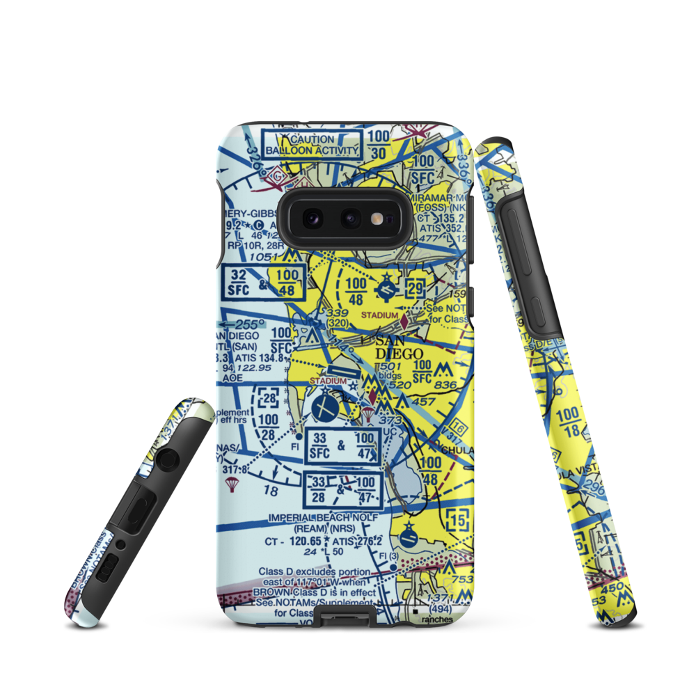 San Diego International Airport (SAN) VFR Sectional Samsung Phone Case Samsung Galaxy S10e model shown