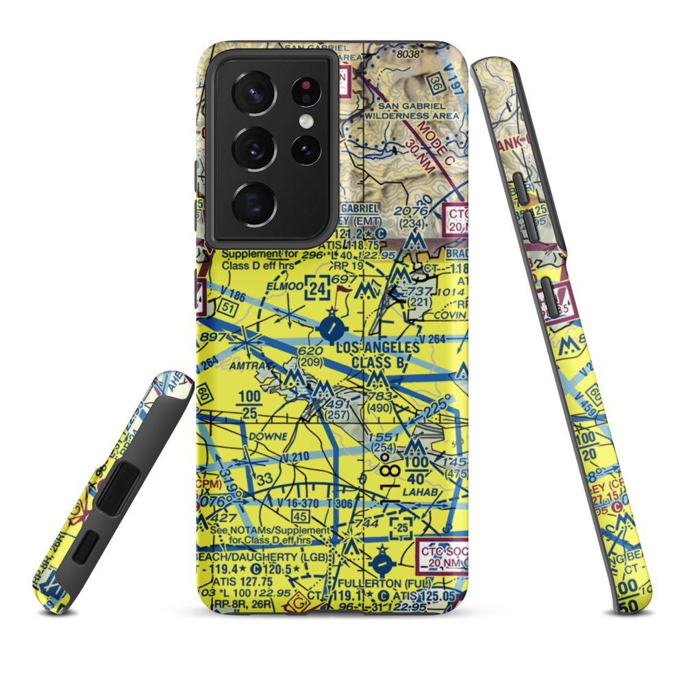 San Gabriel Valley Airport (EMT) VFR Sectional Samsung Phone Case Samsung Galaxy S21 Plus model shown