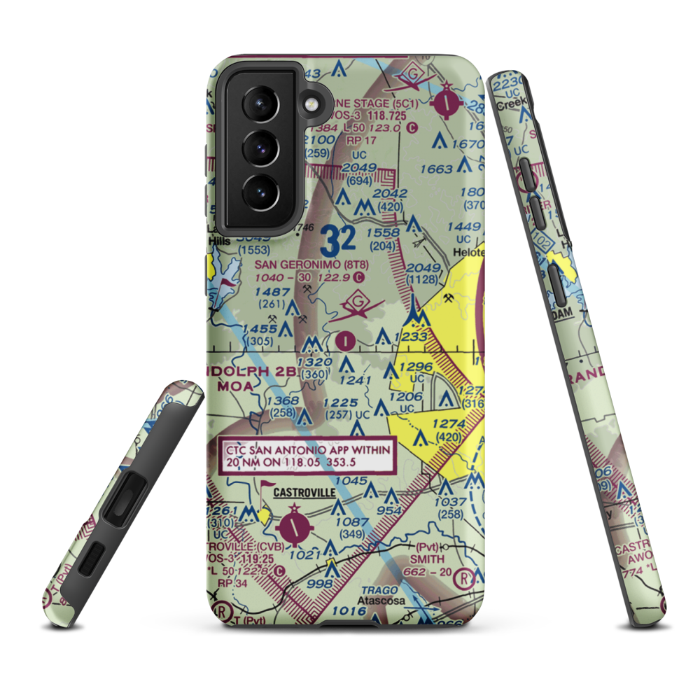 San Geronimo Airpark (8T8) VFR Sectional Samsung Phone Case Samsung Galaxy S21 Plus model shown