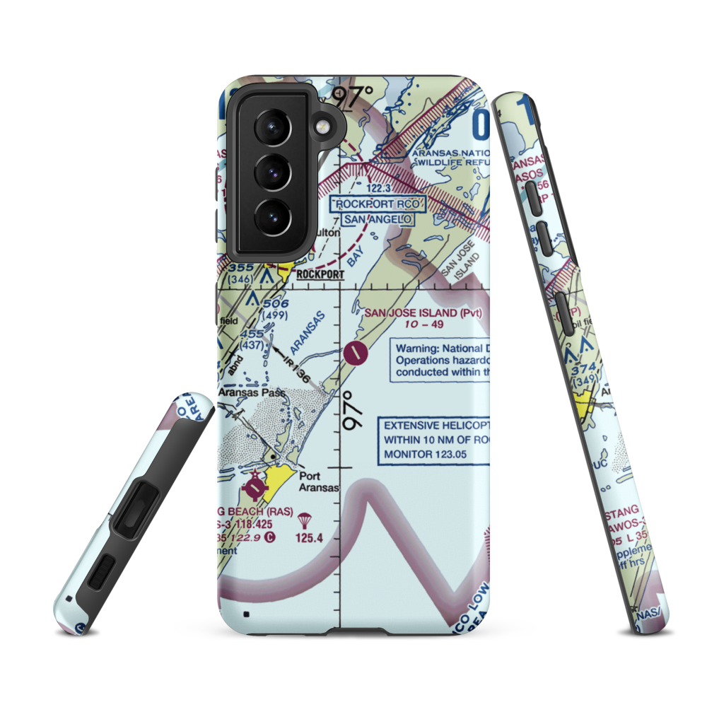 San Jose Island Airport (XS67) VFR Sectional Samsung Phone Case Samsung Galaxy S21 FE model shown