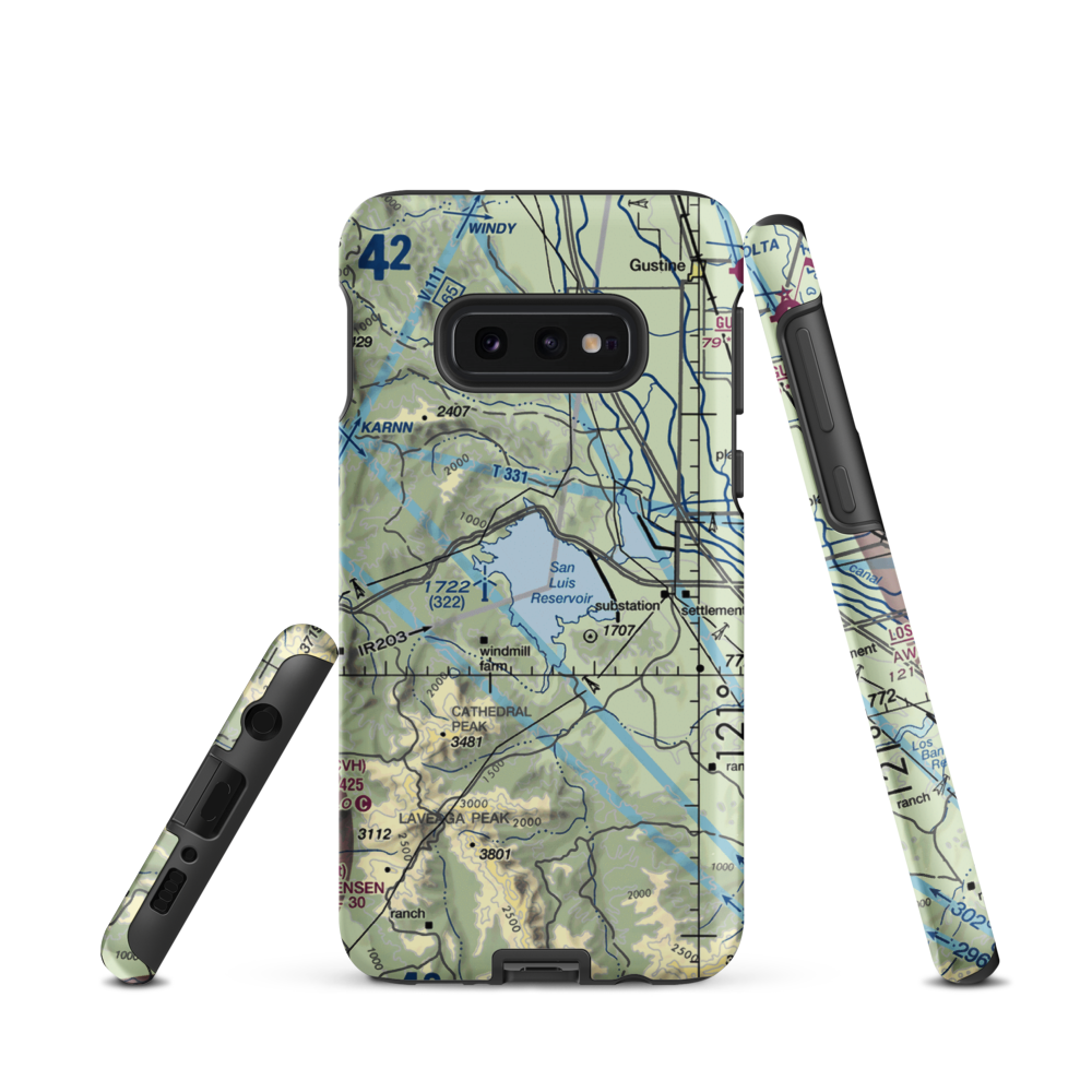 San Luis Reservoir Seaplane Base (0O0) VFR Sectional Samsung Phone Case Samsung Galaxy S10e model shown