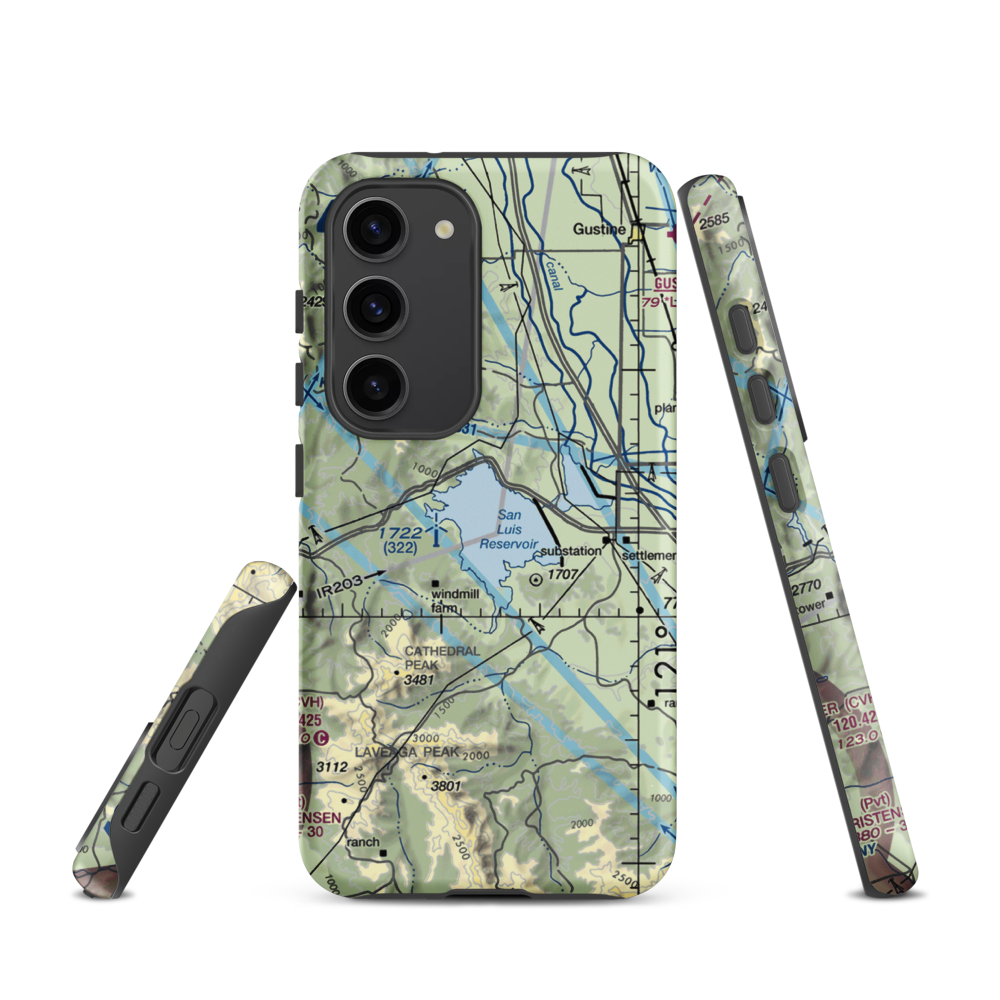 San Luis Reservoir Seaplane Base (0O0) VFR Sectional Samsung Phone Case Samsung Galaxy S23 model shown
