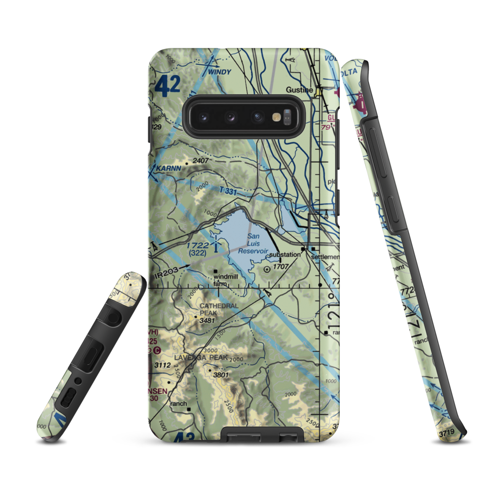 San Luis Reservoir Seaplane Base (0O0) VFR Sectional Samsung Phone Case Samsung Galaxy S10 Plus model shown