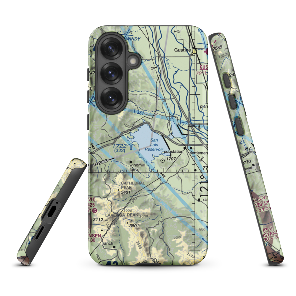 San Luis Reservoir Seaplane Base (0O0) VFR Sectional Samsung Phone Case Samsung Galaxy S25 Plus model shown