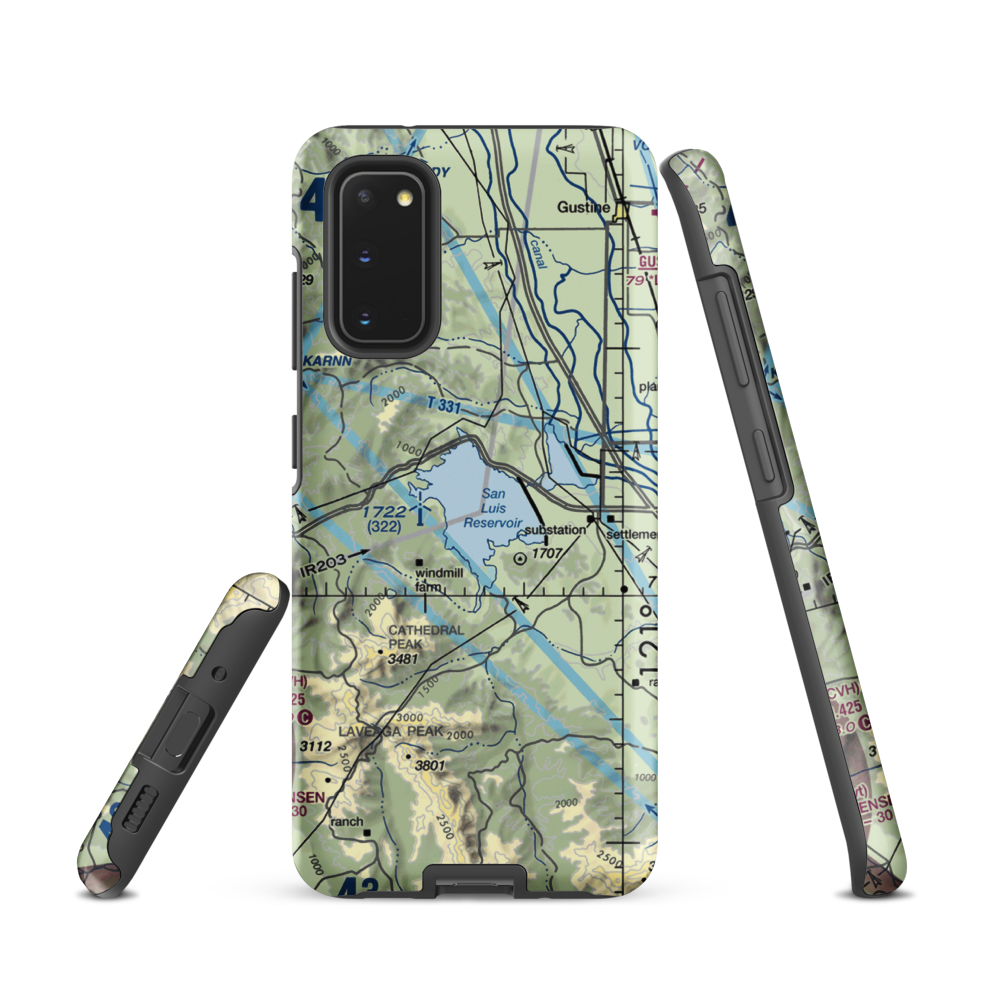 San Luis Reservoir Seaplane Base (0O0) VFR Sectional Samsung Phone Case Samsung Galaxy S20 model shown